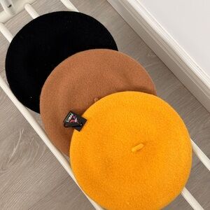 Trio of Berets - Black, Tan, Yellow